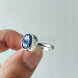 'Boho' Blue Sapphire Minimalist 925 Solid Sterling Silver Ring