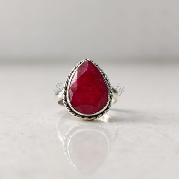 'Bohmin' Ruby 925 Solid Sterling Silver Ring