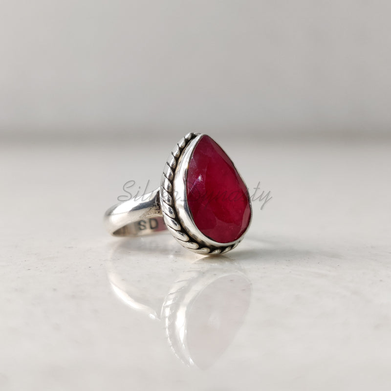 'Bohmin' Ruby 925 Solid Sterling Silver Ring