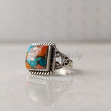 'Dashing' Oyster Copper Turquoise 925 Solid Sterling Silver Ring