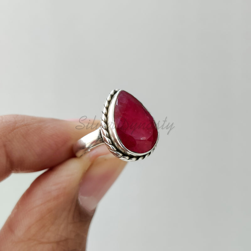 'Bohmin' Ruby 925 Solid Sterling Silver Ring