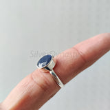 'Boho' Blue Sapphire Minimalist 925 Solid Sterling Silver Ring