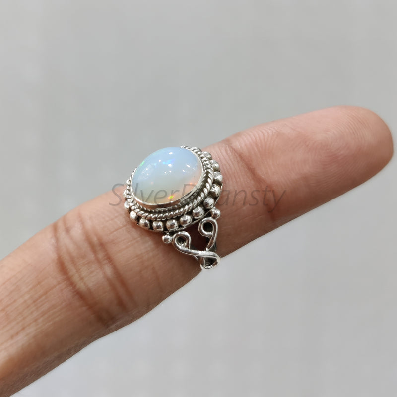 'Designer' Ethiopian Opal Ring, 925 Solid Sterling Silver Ring