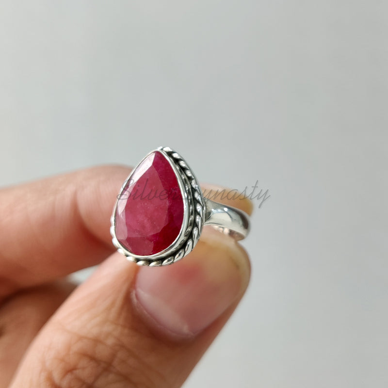 'Bohmin' Ruby 925 Solid Sterling Silver Ring