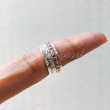 Spinner Ring, 925 Solid Sterling Silver Band, Silver + Copper Spin