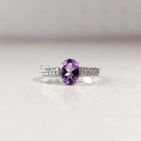 'Boho' Multistone Amethyst and Zircon 925 Solid Sterling Silver Ring