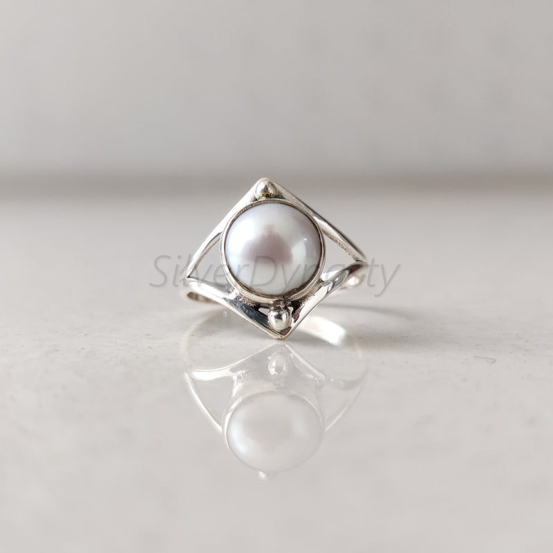 'Bohmin' Pearl 925 Solid Sterling Silver Ring