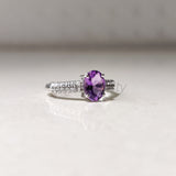 'Boho' Multistone Amethyst and Zircon 925 Solid Sterling Silver Ring