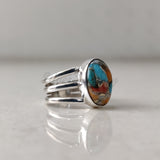 'Big' Oyster Copper Turquoise 925 Solid Sterling Silver Ring