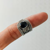 'Designer' Black Onyx 925 Solid Sterling Silver Ring