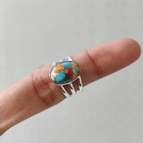 'Big' Oyster Copper Turquoise 925 Solid Sterling Silver Ring