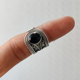 'Designer' Black Onyx 925 Solid Sterling Silver Ring