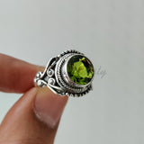 'Boho' Peridot, 925 Solid Sterling Silver Ring for Women