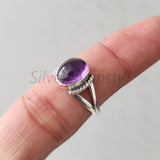 'Boho' Amethyst 925 Solid Sterling Silver Ring Oval