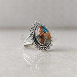 'Big' Oyster Copper Turquoise 925 Solid Sterling Silver Ring