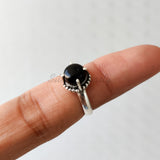 'BIA' Black Onyx 925 Solid Sterling Silver Ring Round