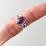 'Boho' Amethyst 925 Solid Sterling Silver Ring Oval