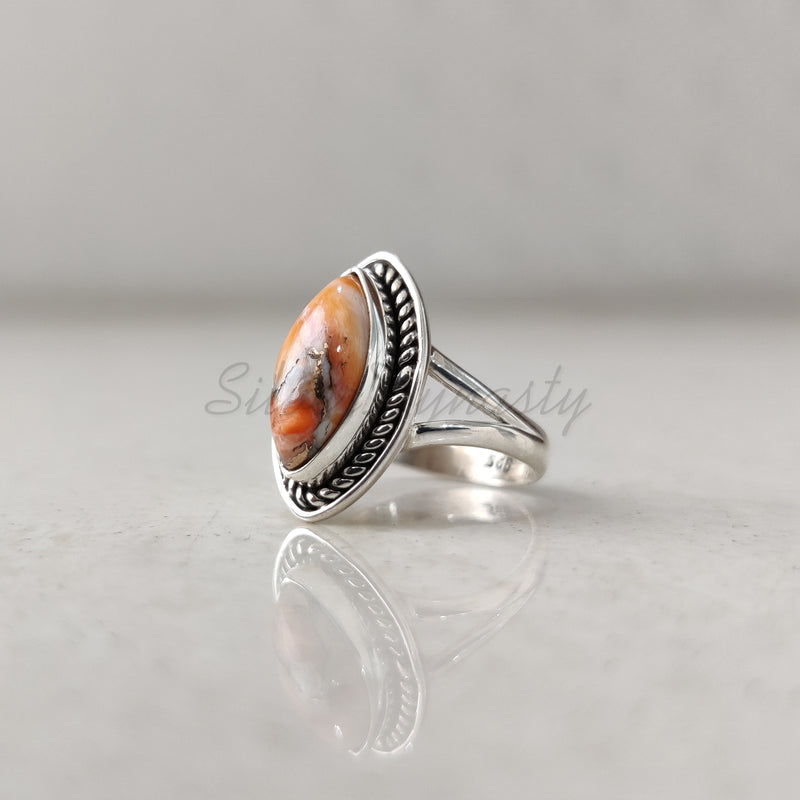 'Designer' Oyster Copper Turquoise 925 Solid Sterling Silver Ring