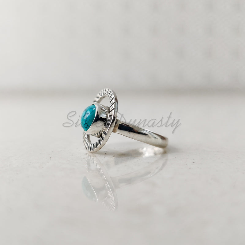 'Designer' Turquoise 925 Solid Sterling Silver Ring