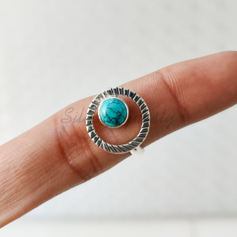 'Designer' Turquoise 925 Solid Sterling Silver Ring