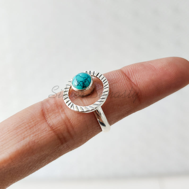 'Designer' Turquoise 925 Solid Sterling Silver Ring