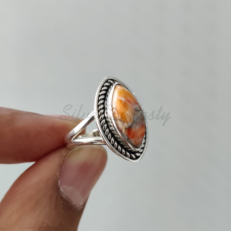 'Designer' Oyster Copper Turquoise 925 Solid Sterling Silver Ring