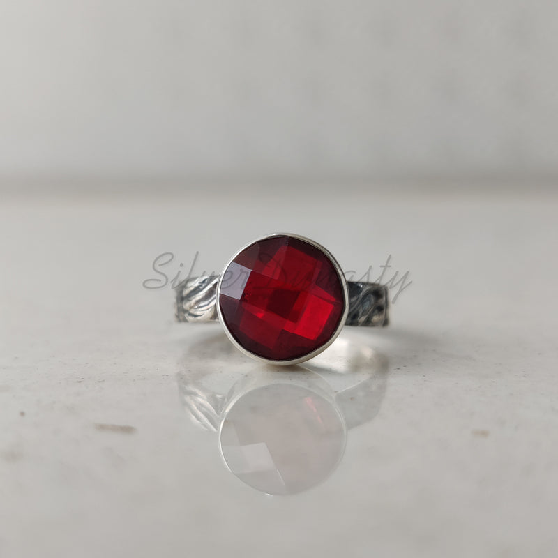 'Bohmin' Garnet 925 Solid Sterling Silver Ring