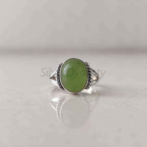 'BIA' Peridot 925 Solid Sterling Silver Ring Cabochon