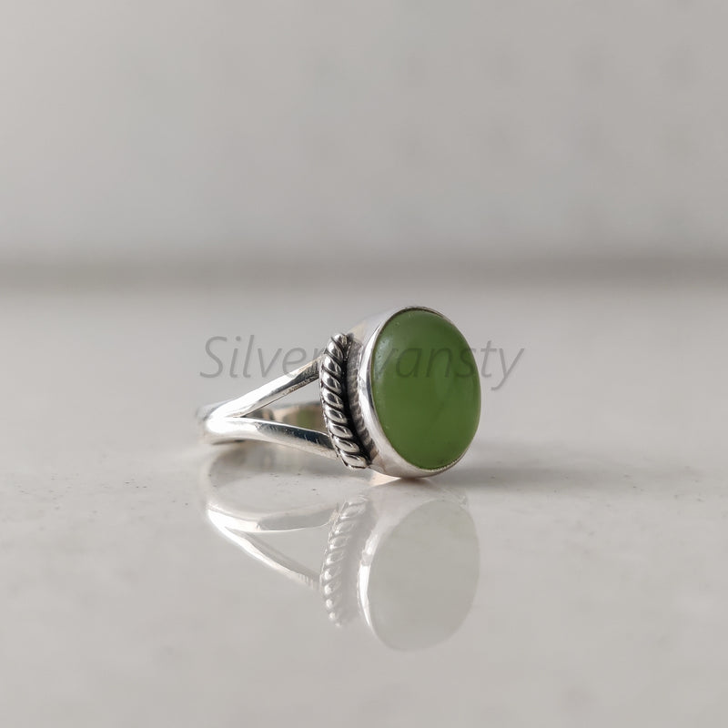 'BIA' Peridot 925 Solid Sterling Silver Ring Cabochon