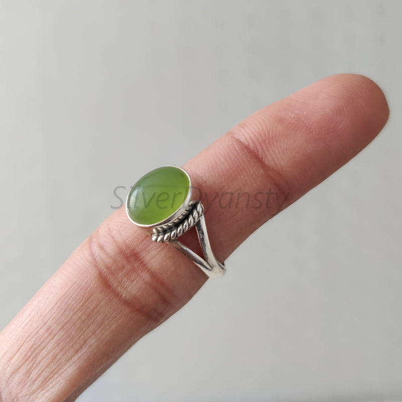 'BIA' Peridot 925 Solid Sterling Silver Ring Cabochon