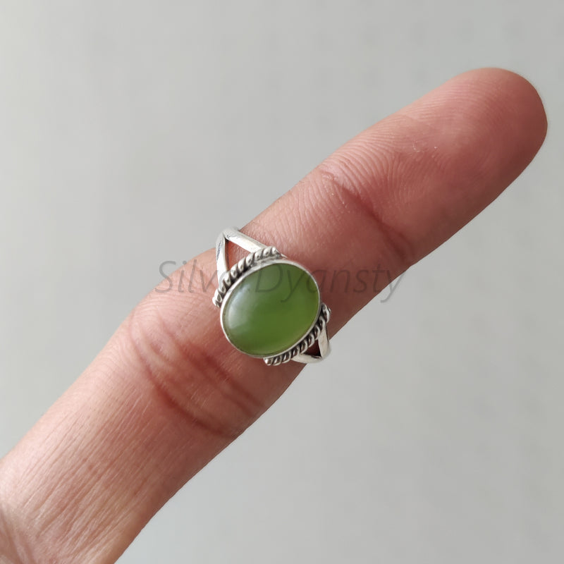 'BIA' Peridot 925 Solid Sterling Silver Ring Cabochon