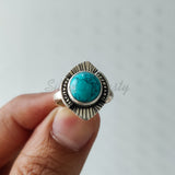 'Designer' Turquoise 925 Solid Sterling Silver Ring