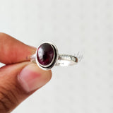 'Minimalist' Red Garnet 925 Solid Sterling Silver Ring