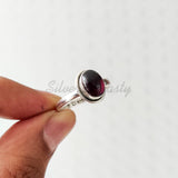 'Minimalist' Red Garnet 925 Solid Sterling Silver Ring