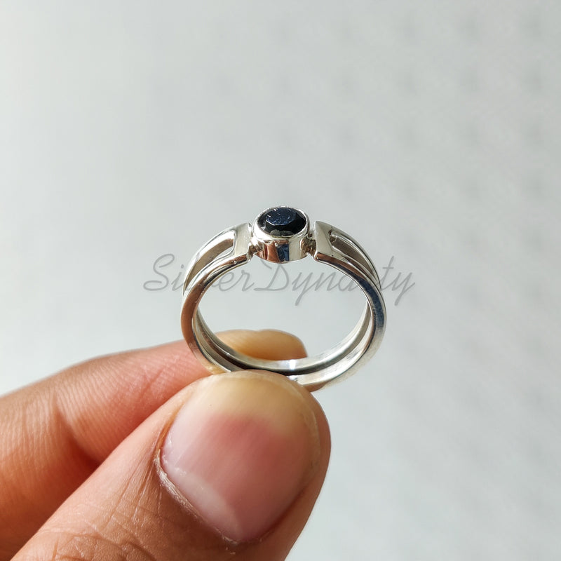 'BIA' Black Onyx 925 Solid Sterling Silver Ring Round