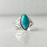 'Elegant' Turquoise 925 Solid Sterling Silver Ring