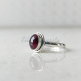 'Minimalist' Red Garnet 925 Solid Sterling Silver Ring