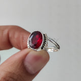 'Fortuna' Garnet 925 Solid Sterling Silver Ring