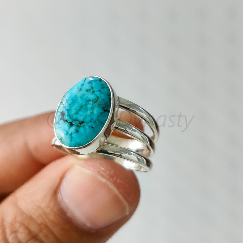 'Elegant' Turquoise 925 Solid Sterling Silver Ring