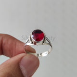 'Fortuna' Garnet 925 Solid Sterling Silver Ring