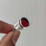 'Fortuna' Garnet 925 Solid Sterling Silver Ring