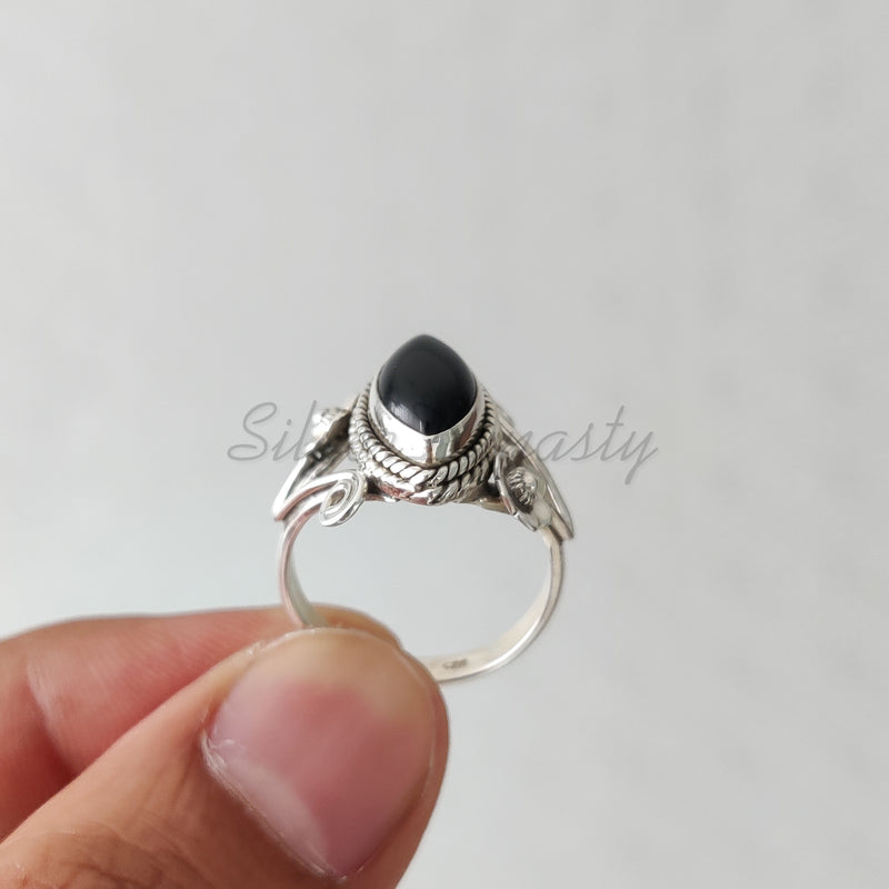 'Designer' Black Onyx 925 Solid Sterling Silver Ring