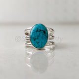 'Elegant' Turquoise 925 Solid Sterling Silver Ring