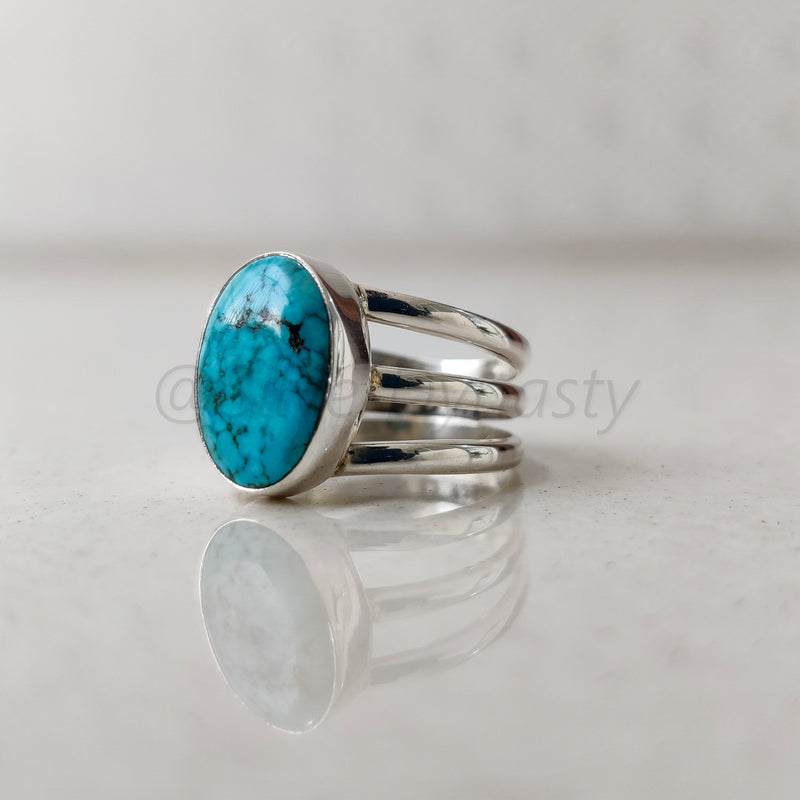 'Elegant' Turquoise 925 Solid Sterling Silver Ring