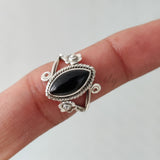 'Designer' Black Onyx 925 Solid Sterling Silver Ring