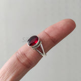 'Fortuna' Garnet 925 Solid Sterling Silver Ring