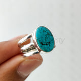 'Elegant' Turquoise 925 Solid Sterling Silver Ring