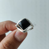 'BIA' Black Onyx 925 Solid Sterling Silver Ring