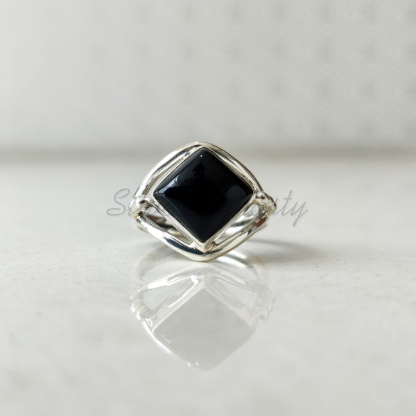 'BIA' Black Onyx 925 Solid Sterling Silver Ring