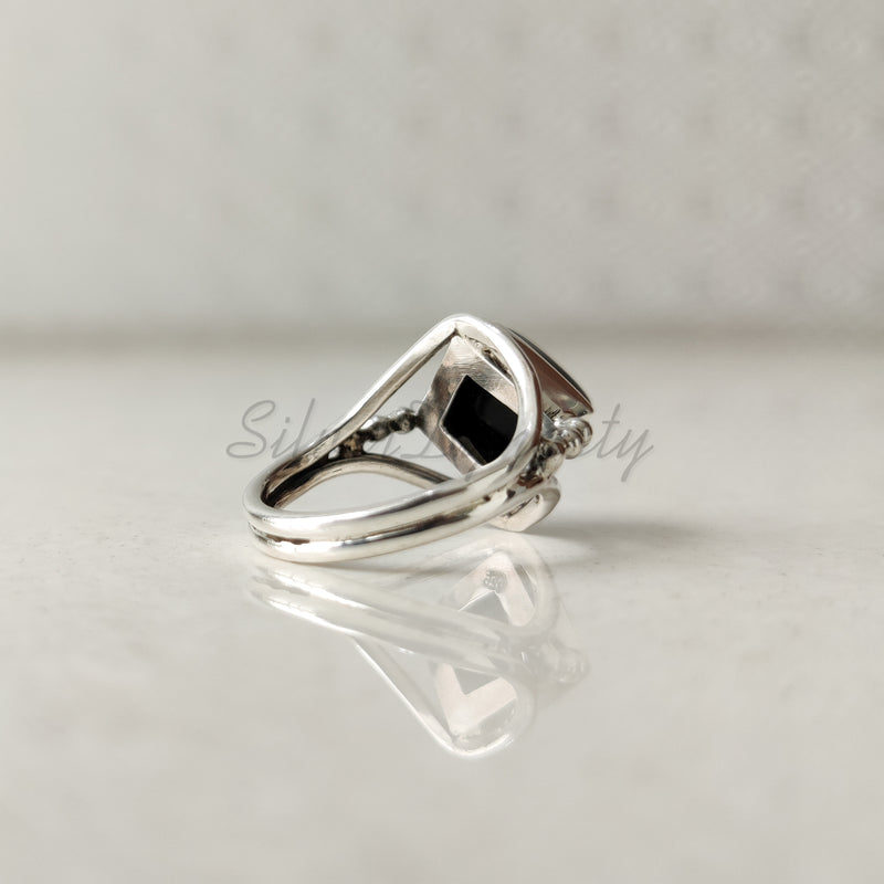 'BIA' Black Onyx 925 Solid Sterling Silver Ring